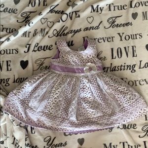 Jona Michelle White Lace and Purple Satin Dress